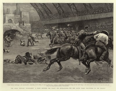 Het Koninklijk Militair Toernooi, een Gevecht tussen de Politie en Bushrangers, de Vrijwilligers van Nieuw-Zuid-Wales te Hulp door Henry Marriott Paget